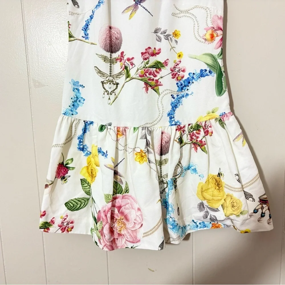 MONNALISA Italy Girls Cotton Floral White Dress Size 9